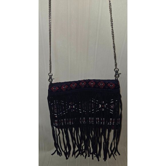 Ash & Sara Tapestry Fringe crossbody bag with Metal Strap NEW, no tag - Picture 1 of 7